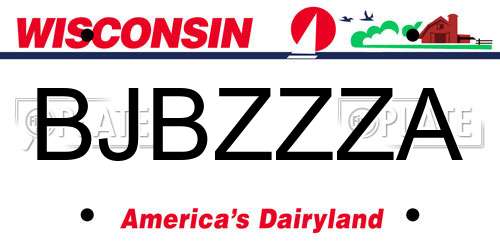 BJBZZZA Wisconsin License Plate