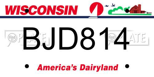 BJD814 Wisconsin License Plate