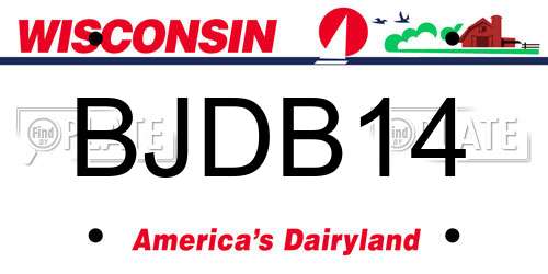 BJDB14 Wisconsin License Plate