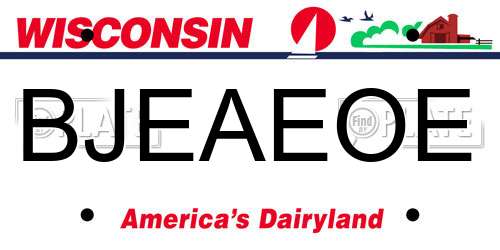 BJEAEOE Wisconsin License Plate