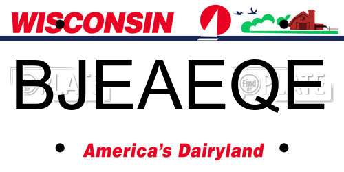 BJEAEQE Wisconsin License Plate