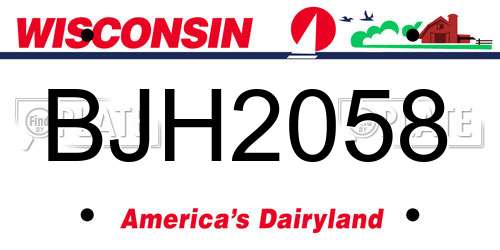 BJH2058 Wisconsin License Plate