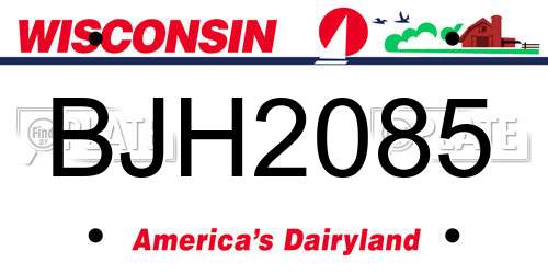 BJH2085 Wisconsin License Plate