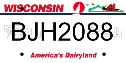 BJH2088 Wisconsin License Plate