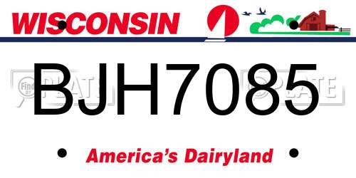 BJH7085 Wisconsin License Plate