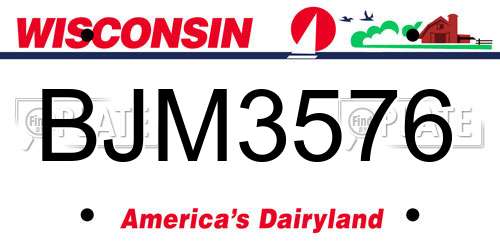 BJM3576 Wisconsin License Plate