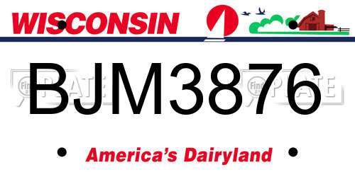 BJM3876 Wisconsin License Plate