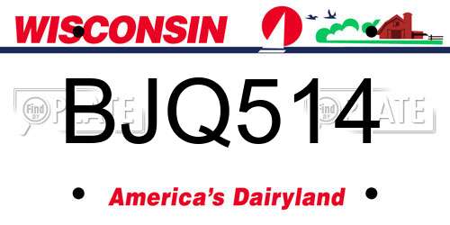 BJQ514 Wisconsin License Plate