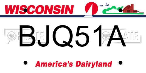 BJQ51A Wisconsin License Plate