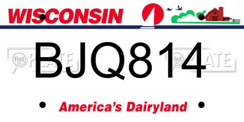 BJQ814 Wisconsin License Plate