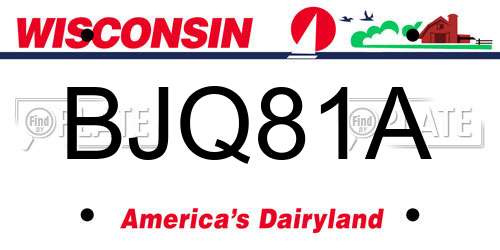 BJQ81A Wisconsin License Plate