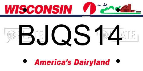 BJQS14 Wisconsin License Plate