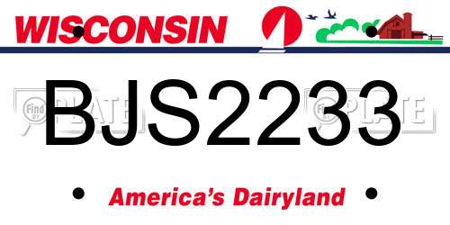 BJS2233 Wisconsin License Plate