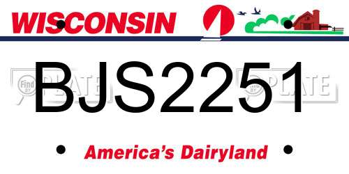 BJS2251 Wisconsin License Plate