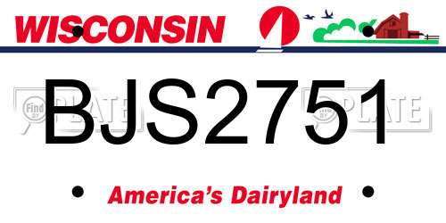 BJS2751 Wisconsin License Plate