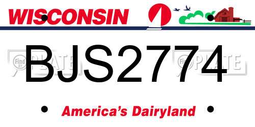 BJS2774 Wisconsin License Plate