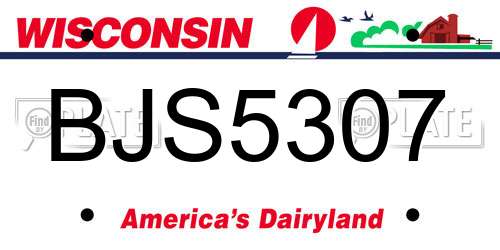 BJS5307 Wisconsin License Plate