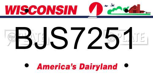BJS7251 Wisconsin License Plate