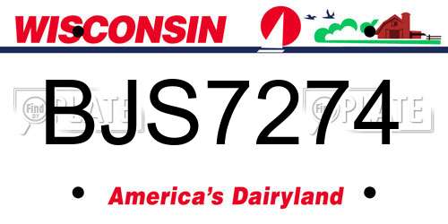 BJS7274 Wisconsin License Plate