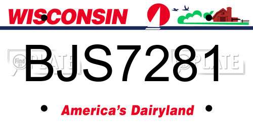 BJS7281 Wisconsin License Plate
