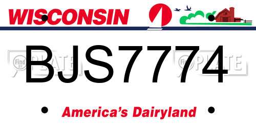 BJS7774 Wisconsin License Plate