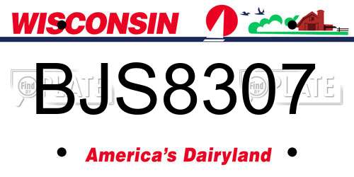 BJS8307 Wisconsin License Plate