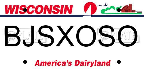 BJSXOSO Wisconsin License Plate