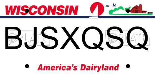 BJSXQSQ Wisconsin License Plate