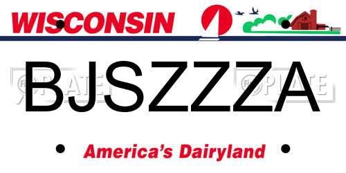 BJSZZZA Wisconsin License Plate