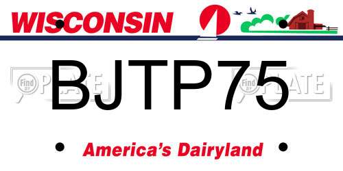 BJTP75 Wisconsin License Plate