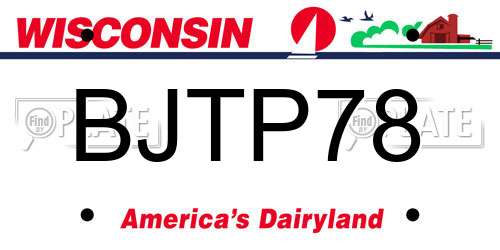 BJTP78 Wisconsin License Plate