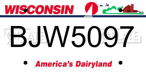 BJW5097 Wisconsin License Plate