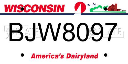 BJW8097 Wisconsin License Plate