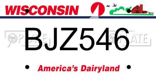BJZ546 Wisconsin License Plate