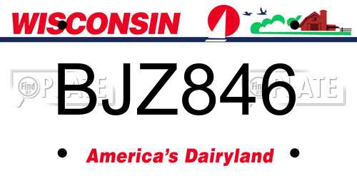 BJZ846 Wisconsin License Plate