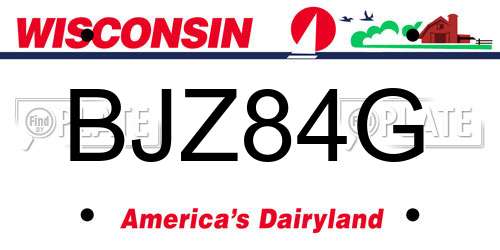 BJZ84G Wisconsin License Plate