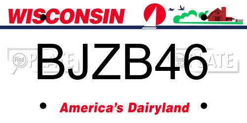 BJZB46 Wisconsin License Plate