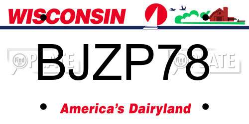 BJZP78 Wisconsin License Plate