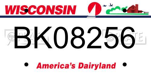 BK08256 Wisconsin License Plate