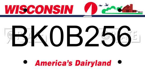 BK0B256 Wisconsin License Plate