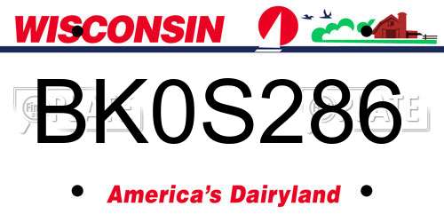 BK0S286 Wisconsin License Plate