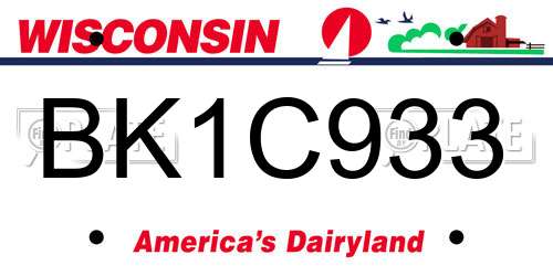 BK1C933 Wisconsin License Plate