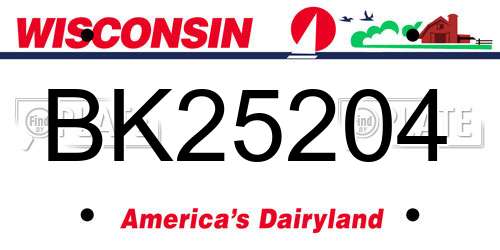 BK25204 Wisconsin License Plate
