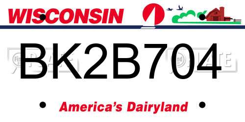 BK2B704 Wisconsin License Plate