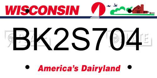 BK2S704 Wisconsin License Plate