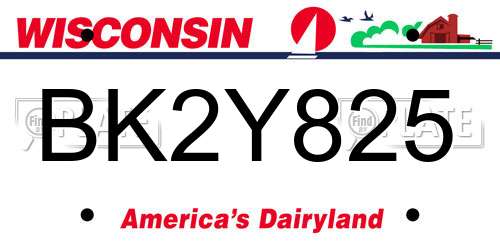 BK2Y825 Wisconsin License Plate