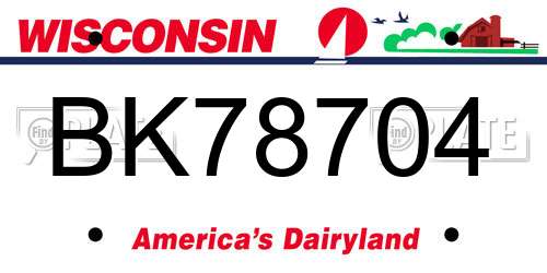 BK78704 Wisconsin License Plate