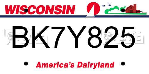 BK7Y825 Wisconsin License Plate