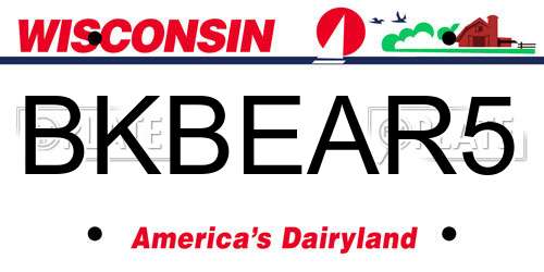 BKBEAR5 Wisconsin License Plate