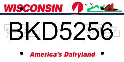 BKD5256 Wisconsin License Plate